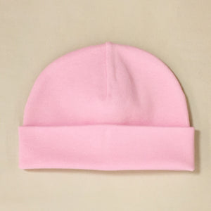 pink cotton baby hat with brim