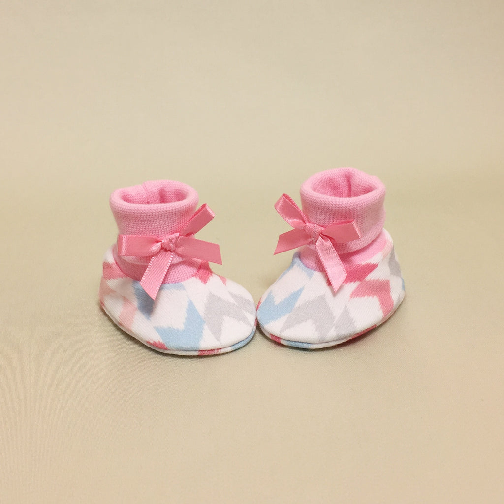 NICU Chevron Pink cotton preemie baby booties socks