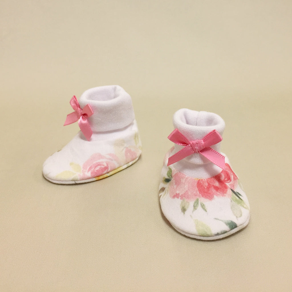 NICU Watercolor Floral cotton preemie baby booties socks