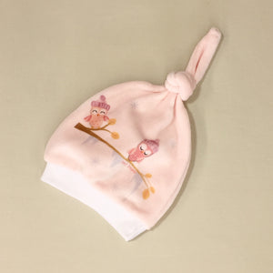 Cozy Owl Velour Set in Pink Knot Top Hat