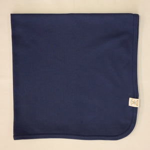 Minimalist cotton baby swaddle blanket in Deep Lake. Made in Canada