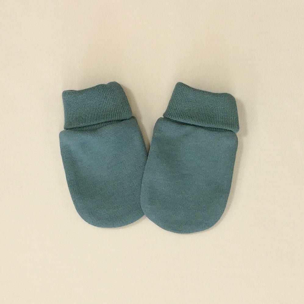 Solid Colour cotton scratch mittens  in Spruce Forest. Made in Canada