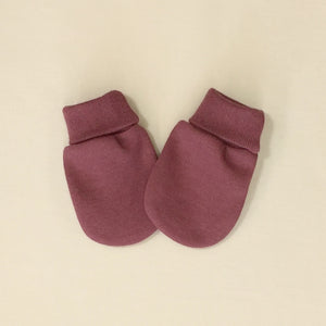 Solid Colour cotton scratch mittens  in Crushed Berry. Made in Canada
