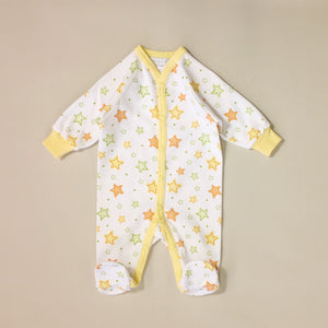 Twinkle Snap Front Footie - White/Yellow/Green