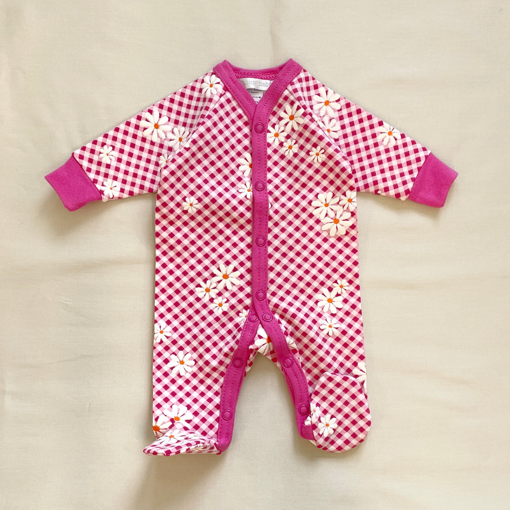Gingham & Daisies Snap Front Footie