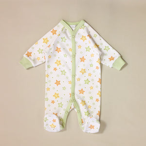 Twinkle Snap Front Footie - White/Yellow/Green